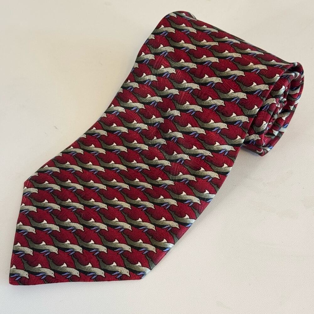 Dolphin The Nature‎ Conservancy Men's Burgundy Adjustable Silk Pointed Neckties